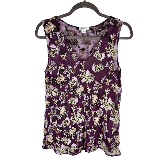 SUNDANCE Women's Purple Cami-Lined Sheer Floral Sleeveless Blouse Small - Picture 1 of 4